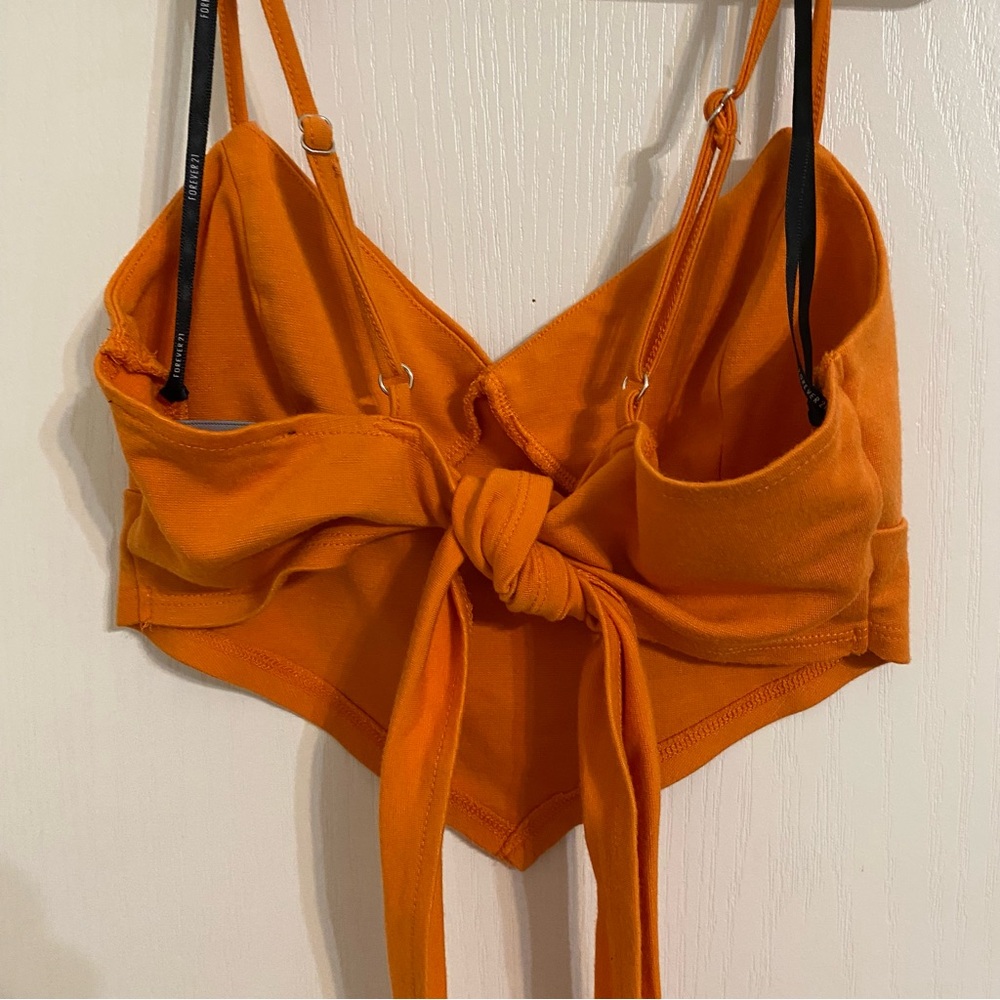 Forever 21 Orange Tie Back Sleeveless Top Women’s Small Festival Concert Fall